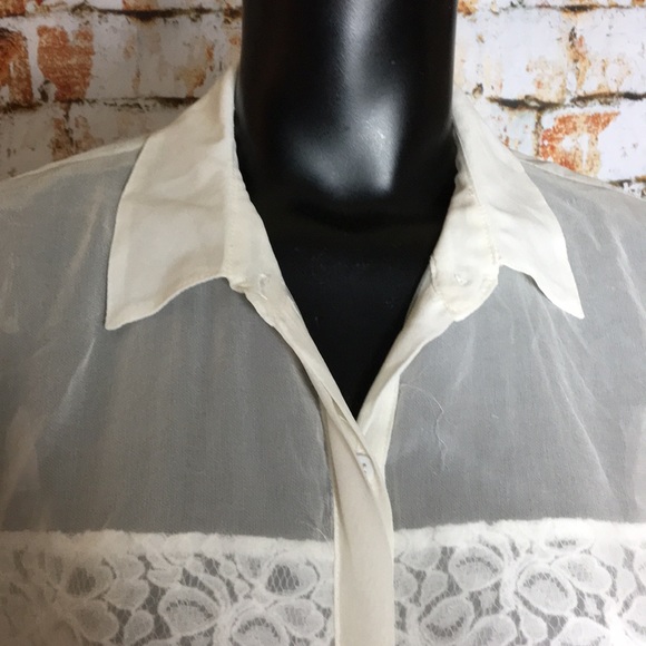 Bailey 44 Sheer Collared Button Up With Lace - Picture 2 of 8